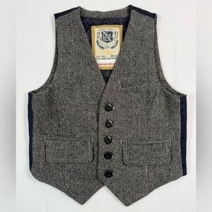 NEXT Boys Wool Blend Waistcoat Vest 3Y Herringbone‎ Vintage Formal Wedding Party